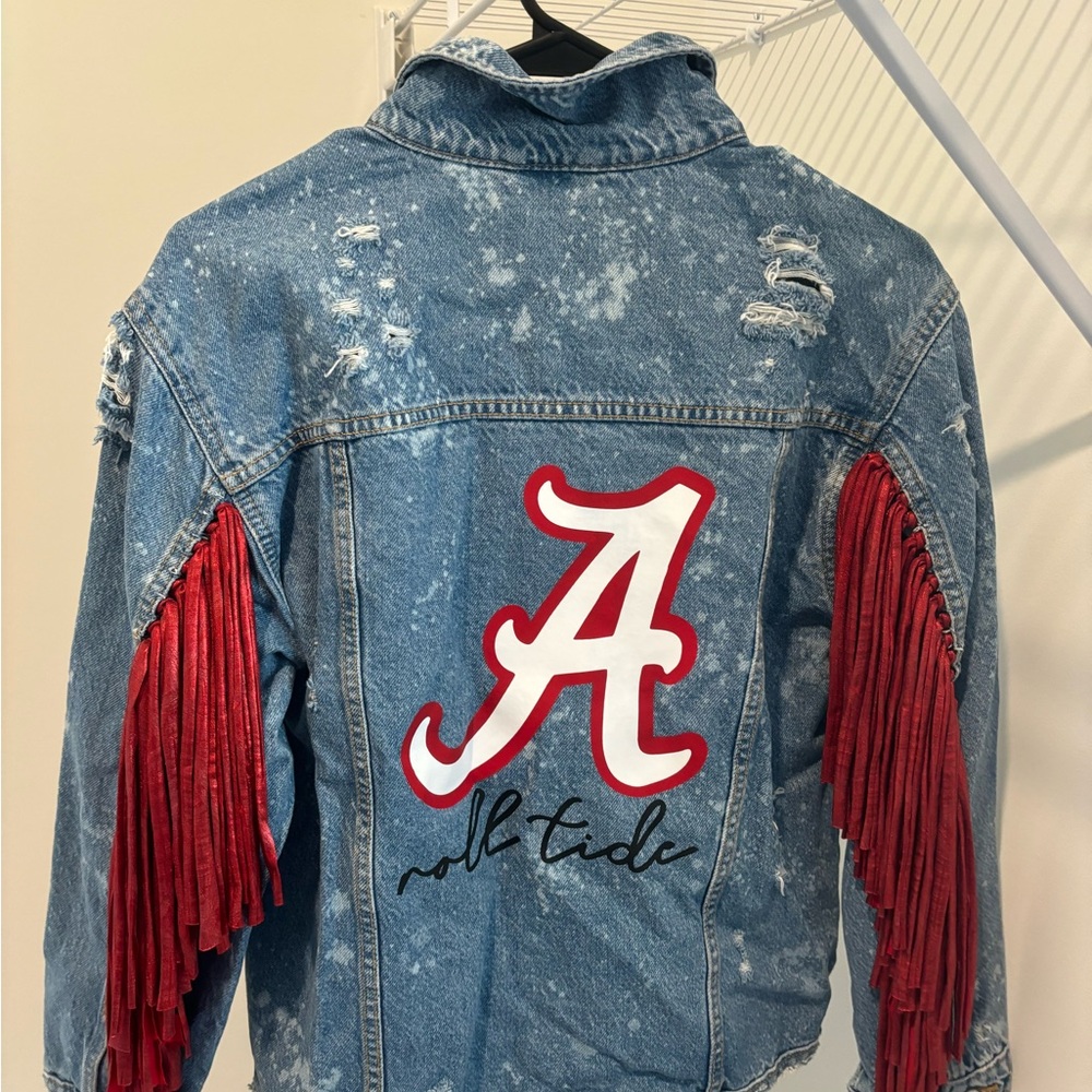 Denim customized ALABAMA ROLL TIDE jacket NEVER WORN